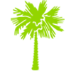 Green icon of palm to represent link to Spikeless Palm Trimming Services.